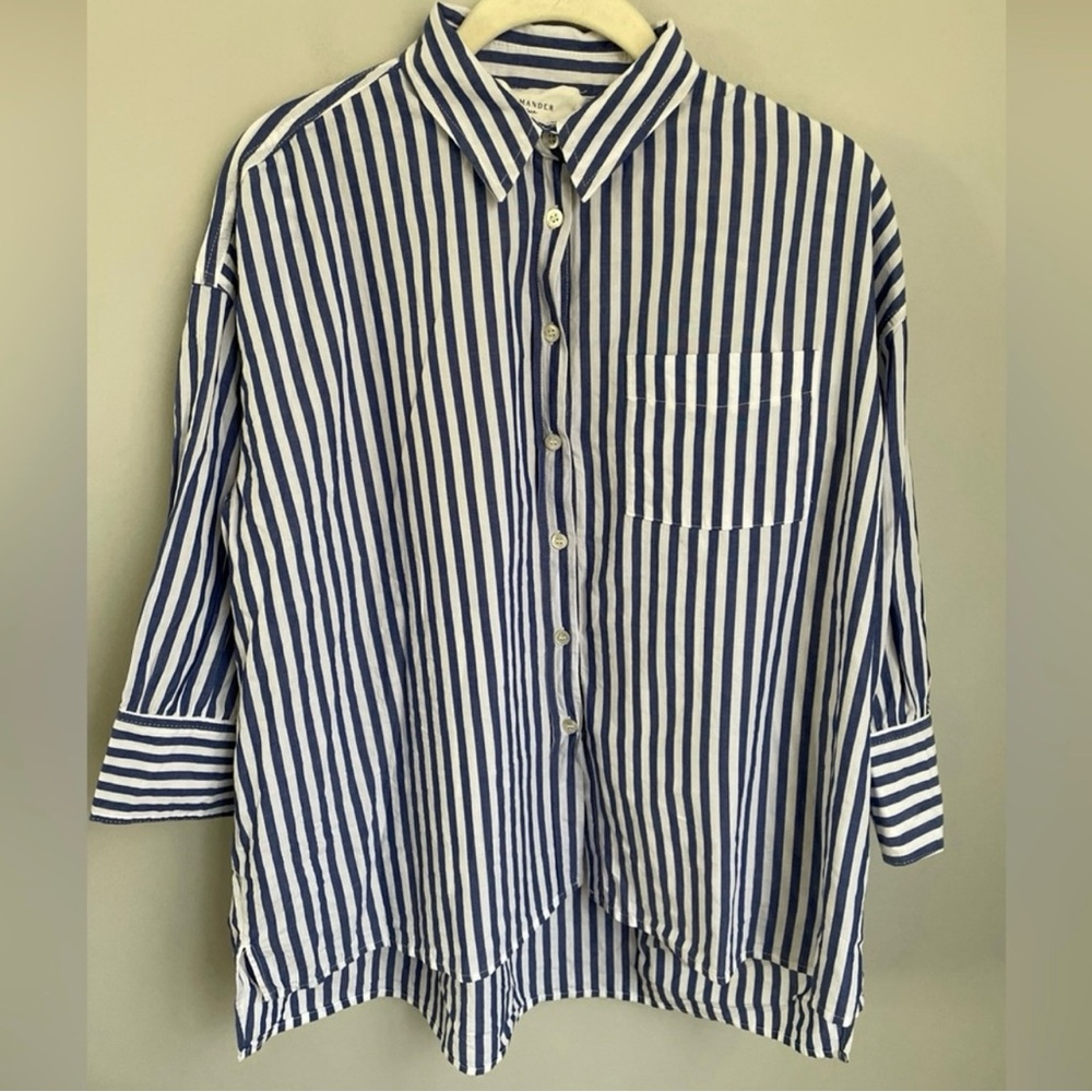 Pomander Place by Tuckernuck Blue Striped Adair Boyfriend Shirt Button Up